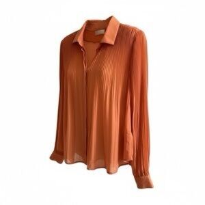 7 For all Mankind Coral Pleated Blouse Top S